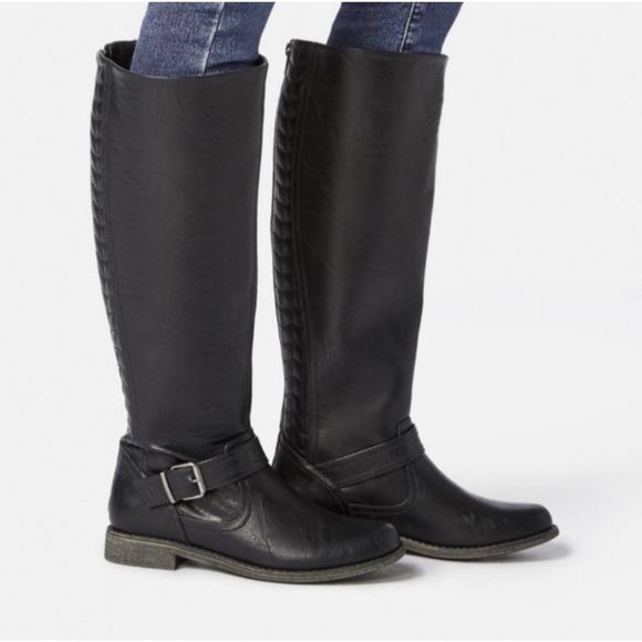 JustFab Shoes - JustFab Black Zuri Zipper Tall Riding Boot 8